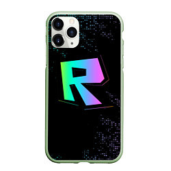 Чехол iPhone 11 Pro матовый Roblox logo neon, цвет: 3D-салатовый