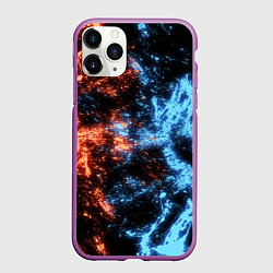 Чехол iPhone 11 Pro матовый Fire and Water Огонь и вода, цвет: 3D-фиолетовый