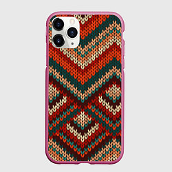 Чехол iPhone 11 Pro матовый Вязаная ткань - текстура, цвет: 3D-малиновый
