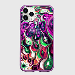 Чехол iPhone 11 Pro матовый Движение вируса, цвет: 3D-фиолетовый