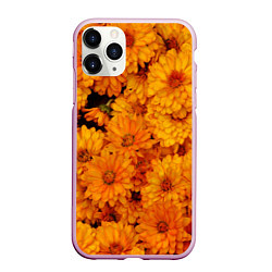 Чехол iPhone 11 Pro матовый Фон из желтых цветов, цвет: 3D-розовый