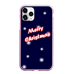 Чехол iPhone 11 Pro матовый Merry Christmas Неон, цвет: 3D-розовый