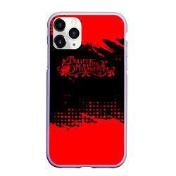 Чехол iPhone 11 Pro матовый Bullet For My Valentine красная абстракция, цвет: 3D-светло-сиреневый