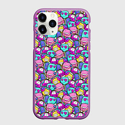 Чехол iPhone 11 Pro матовый Человечки с наушниками, цвет: 3D-фиолетовый