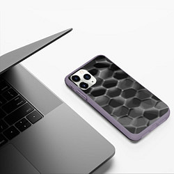 Чехол iPhone 11 Pro матовый Черные камни, цвет: 3D-серый — фото 2