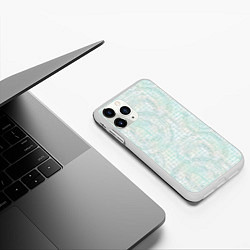 Чехол iPhone 11 Pro матовый Круги на клетчатом серо-белом фоне, цвет: 3D-белый — фото 2