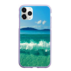 Чехол iPhone 11 Pro матовый Волна набегает на берег, цвет: 3D-светло-сиреневый