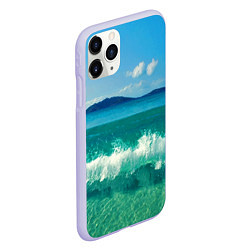 Чехол iPhone 11 Pro матовый Волна набегает на берег, цвет: 3D-светло-сиреневый — фото 2