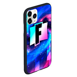 Чехол iPhone 11 Pro матовый Fortnite неоновый космос, цвет: 3D-черный — фото 2