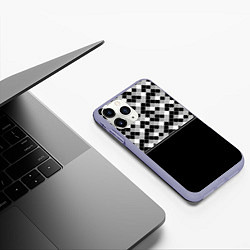 Чехол iPhone 11 Pro матовый Черно-белый геометрический узор, цвет: 3D-светло-сиреневый — фото 2