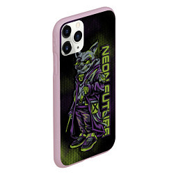Чехол iPhone 11 Pro матовый Неоновый волк на стиле, цвет: 3D-розовый — фото 2