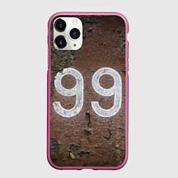 Чехол iPhone 11 Pro матовый Номер 99 на ржавом металле, цвет: 3D-малиновый