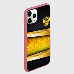Чехол iPhone 11 Pro матовый Black & gold - герб России, цвет: 3D-малиновый — фото 2