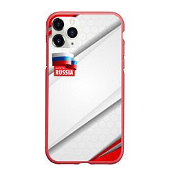 Чехол iPhone 11 Pro матовый Red & white флаг России, цвет: 3D-красный