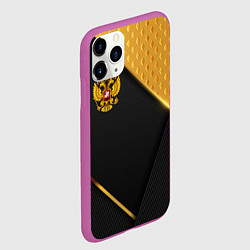 Чехол iPhone 11 Pro матовый Герб России на черном фоне с золотыми вставками, цвет: 3D-фиолетовый — фото 2