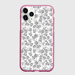 Чехол iPhone 11 Pro матовый Череп штрихованный, цвет: 3D-малиновый