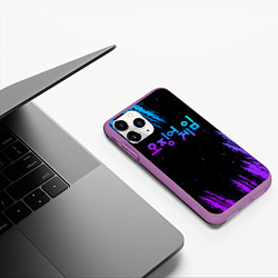 Чехол iPhone 11 Pro матовый Squid Game неон, цвет: 3D-фиолетовый — фото 2