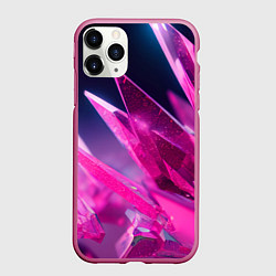 Чехол iPhone 11 Pro матовый Розовые кристаллы, цвет: 3D-малиновый