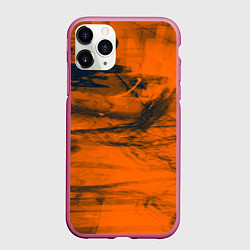 Чехол iPhone 11 Pro матовый Абстрактная оранжевая поверхность и чёрные тени, цвет: 3D-малиновый