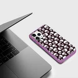 Чехол iPhone 11 Pro матовый Череп гравюра, цвет: 3D-фиолетовый — фото 2