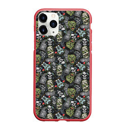 Чехол iPhone 11 Pro матовый Череп, зомби и вампир, цвет: 3D-красный