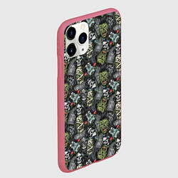 Чехол iPhone 11 Pro матовый Череп, зомби и вампир, цвет: 3D-малиновый — фото 2
