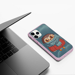 Чехол iPhone 11 Pro матовый Милая совушка в шарфе, цвет: 3D-розовый — фото 2