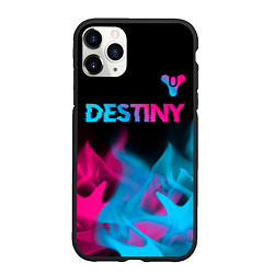 Чехол iPhone 11 Pro матовый Destiny - neon gradient: символ сверху, цвет: 3D-черный