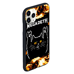 Чехол iPhone 11 Pro матовый Megadeth рок кот и огонь, цвет: 3D-черный — фото 2