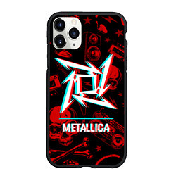 Чехол iPhone 11 Pro матовый Metallica rock glitch, цвет: 3D-черный