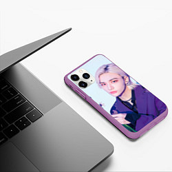 Чехол iPhone 11 Pro матовый Stray Kids 2nd World Tour Maniac Hyunjin, цвет: 3D-фиолетовый — фото 2