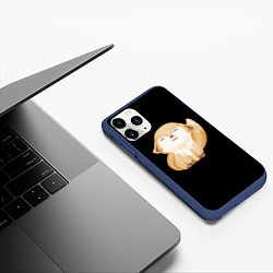 Чехол iPhone 11 Pro матовый Лисёнок нежиться на чёрном фоне, цвет: 3D-тёмно-синий — фото 2