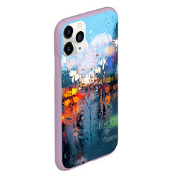 Чехол iPhone 11 Pro матовый Город через дождевое стекло, цвет: 3D-сиреневый — фото 2