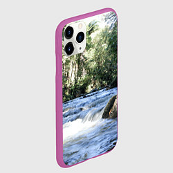 Чехол iPhone 11 Pro матовый Течёт река в лесу, цвет: 3D-фиолетовый — фото 2