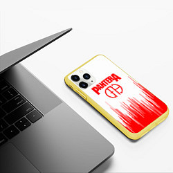 Чехол iPhone 11 Pro матовый Pantera текстура красная, цвет: 3D-желтый — фото 2
