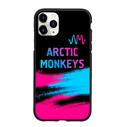 Чехол iPhone 11 Pro матовый Arctic Monkeys - neon gradient: символ сверху, цвет: 3D-черный