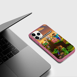 Чехол iPhone 11 Pro матовый Александр Minecraft, цвет: 3D-малиновый — фото 2