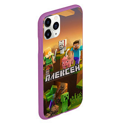 Чехол iPhone 11 Pro матовый Алексей Minecraft, цвет: 3D-фиолетовый — фото 2
