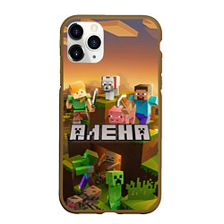 Чехол iPhone 11 Pro матовый Алена Minecraft, цвет: 3D-коричневый