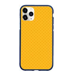 Чехол iPhone 11 Pro матовый Желтые связанные узоры, цвет: 3D-тёмно-синий