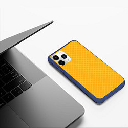 Чехол iPhone 11 Pro матовый Желтые связанные узоры, цвет: 3D-тёмно-синий — фото 2