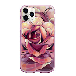 Чехол iPhone 11 Pro матовый Крупная роза маслом, цвет: 3D-розовый