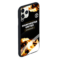 Чехол iPhone 11 Pro матовый Manchester United legendary sport fire, цвет: 3D-черный — фото 2
