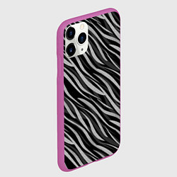 Чехол iPhone 11 Pro матовый Полосатый черно-серый узор Зебра, цвет: 3D-фиолетовый — фото 2