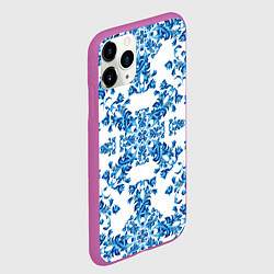 Чехол iPhone 11 Pro матовый Гжель узор цветы, цвет: 3D-фиолетовый — фото 2