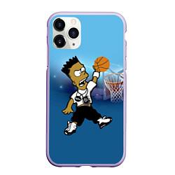 Чехол iPhone 11 Pro матовый Bart Jordan Simpson забивает мяч в кольцо, цвет: 3D-светло-сиреневый