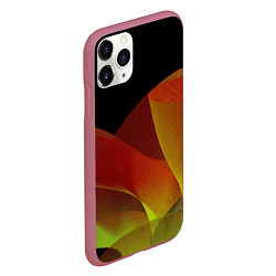 Чехол iPhone 11 Pro матовый Абстрактная ассиметричная оранжевая волна, цвет: 3D-малиновый — фото 2