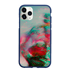 Чехол iPhone 11 Pro матовый Абстрактные переливающиеся краски, цвет: 3D-тёмно-синий
