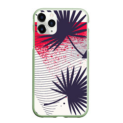 Чехол iPhone 11 Pro матовый Треугольники и пальмы, цвет: 3D-салатовый