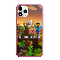 Чехол iPhone 11 Pro матовый Владислав Minecraft, цвет: 3D-малиновый